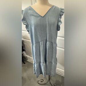 LOFT Light Blue Tiered Dress